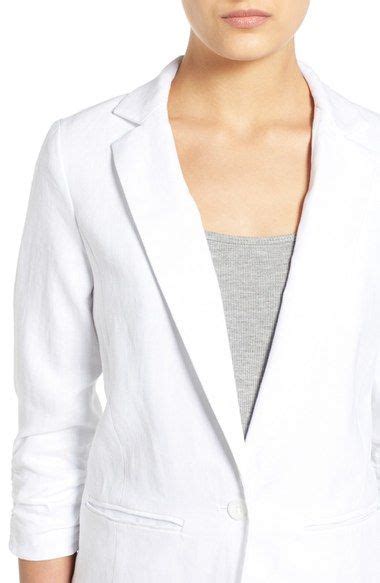 michael kors shirred sleeve boyfriend jacket|Michael Michael Kors Woman's Linen Shirred Sleeve Boyfriend .